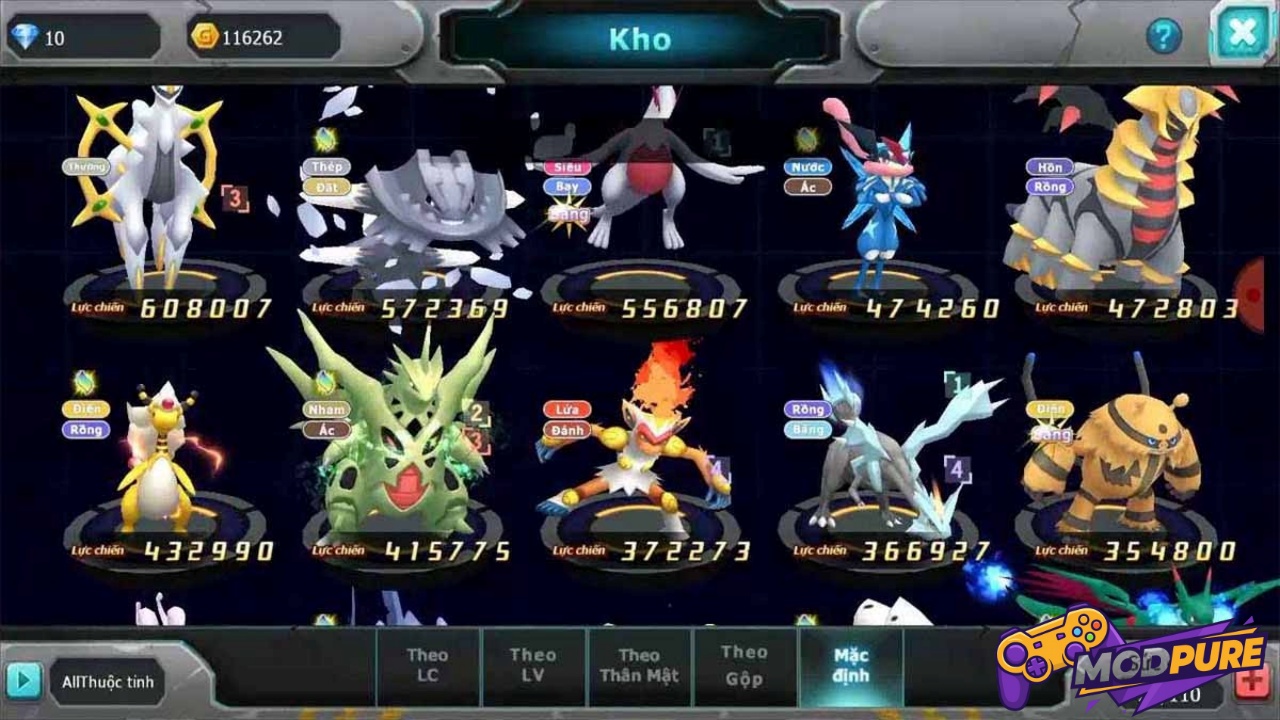 Hệ thống thu thập Pokemon lớn và đa dạng