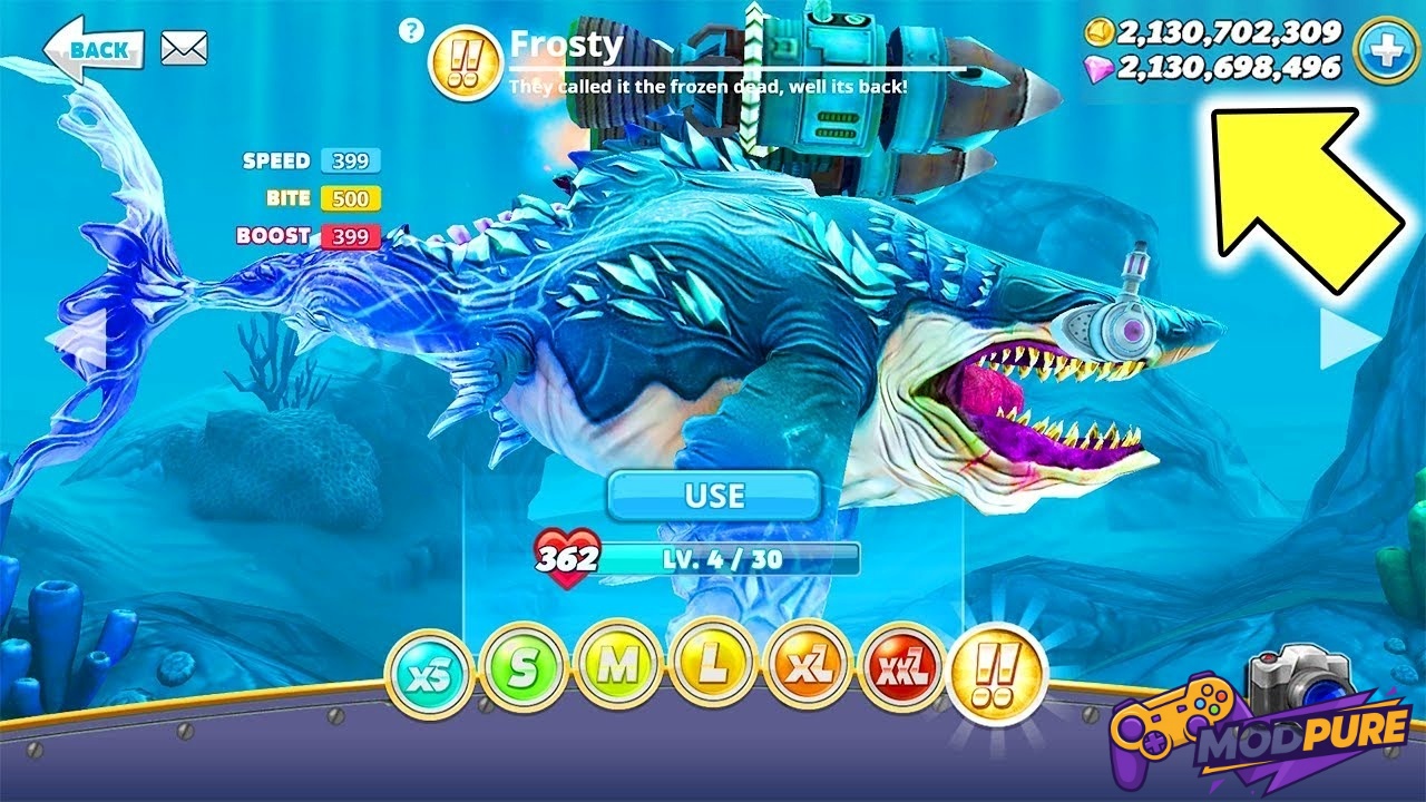 Hungry Shark World Mod Full Tiền, Kim Cương